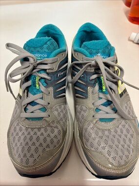 New Balance Gray Teal & Neon Yellow Athletic Sneakers*